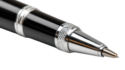 Close Up of a Black and Silver Pen on a Black Background