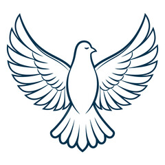 Obraz premium Elegant Dove Illustration with Wide Wings Symbolizing Peace, Spirituality, and Hopeful Messages Represented in a Minimalist Design