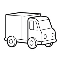 Fun delivery truck coloring page featuring a simple box truck design. Kids can color the wheels, cab, and cargo area while learning about vehicles and transportation.
