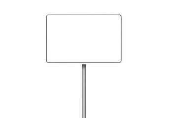 Obraz premium Blank white rectangular sign on a thin metal pole isolated on transparent background