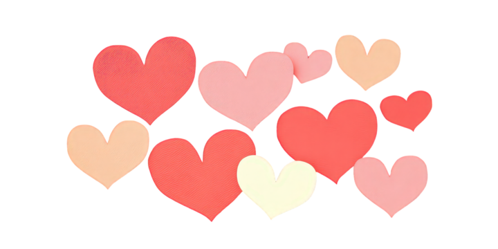 Collection Of Hearts In Various Shades Of Pink And Peach