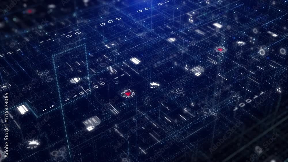 Aufkleber the sleek blue tones and immersive cyber aesthetic make it ideal for projects related to cyber secur