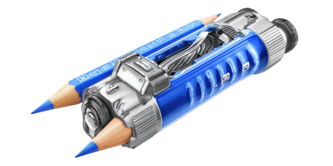 Creative Blue Pencil Rocket Design