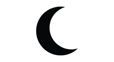 Simple black crescent moon icon on a plain white background illustration