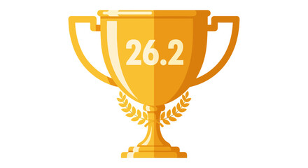 Golden Trophy Illustration with Marathon Distance 