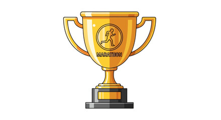 Golden Marathon Trophy Illustration Symbolizing Victory, Achievement, and Athletic Excellence in Long-Distance Running Competitions and Sporting Events