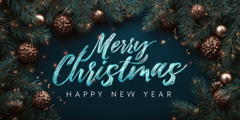 Obraz premium Weihnachtskarte Merry Christmas und Happy New Year. Weihnachtsbanner Karte oder Gruß