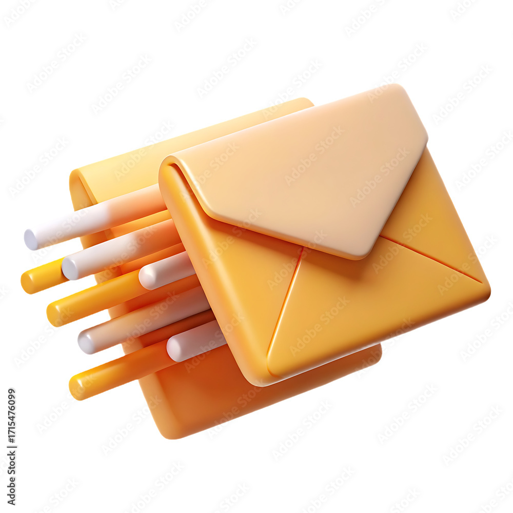 Poster modern digital communication concept with floating email icons and stylized envelopes symbolizing fa