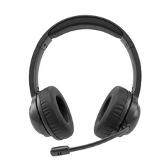 Black headset for online communication and listening to music isolated PNG with Transparent Background