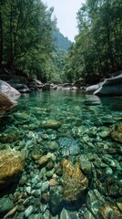 Fototapeta premium Crystal clear mountain river