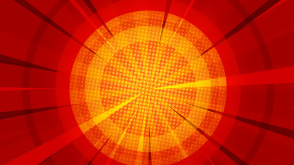 Vibrant Red and Gold Comic Book Background: Dynamic Radial Design