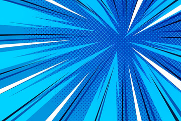 Dynamic Blue Comic Book Background: Radial Burst Design for Graphic Projects