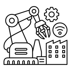 Smart Factory Automation. Symbolizing the Future of Industrial Automation, Wireless Connectivity, and the Integrated Technology for High-Efficiency Manufacturing and Production Processes.