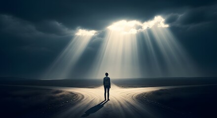 businessman walking in the dark