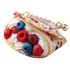 Crepe with Berries: This enticing shot shows a delightful crepe filled with vibrant berries, a sweet treat to enjoy.