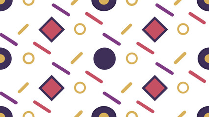 Playful Seamless Geometric Pattern with Colorful Diamonds and Circles