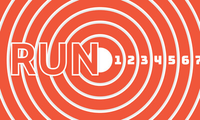 Run background. Vector layout template design for run, championship or any sports event. Poster design with abstract running track on stadium with lane.