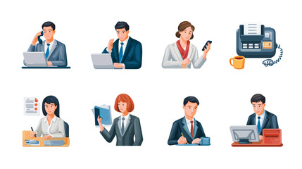 Fototapeta premium Business people working in office setting.