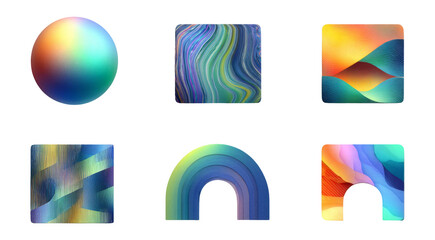 Fototapeta premium Colorful Abstract Shapes and Forms with Unique Designs on Transparent Background