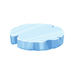 Flat oval shaped iceberg illustration with light blue tones and smooth edges, symbolizing cold, ice, and Arctic nature.