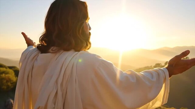 Jesus Christ Reaching Out to Sunrise