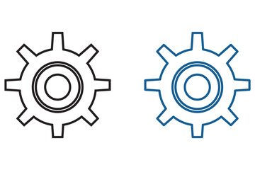 Settings vector icon set. Gear icon vector design element logo template. Two interlocking gears in a simple line drawing style.