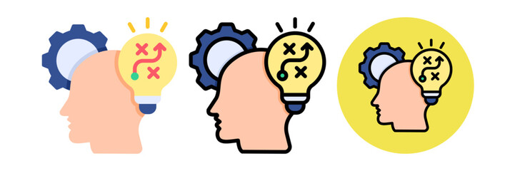 Strategic Innovation Icon Flat & Flat Line Style Collection Set