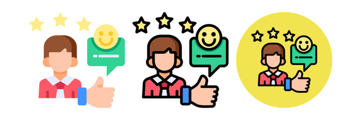 Customer Experience Icon Flat & Flat Line Style Collection Set