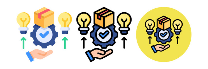 Product Development Icon Flat & Flat Line Style Collection Set