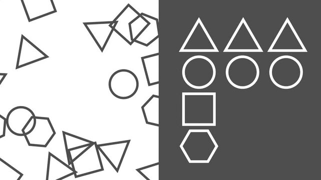 Chaotically disorganized geometry shapes comparison with ordered. The concept of business model, structure, logical solution of the organization.