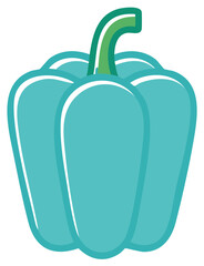 Stylized turquoise bell pepper vegetable illustration with bold modern lines