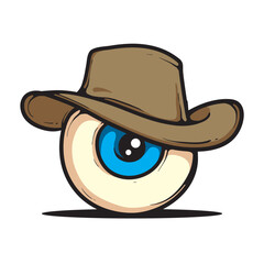 Cowboy Eyeball Cartoon Vector Illustration