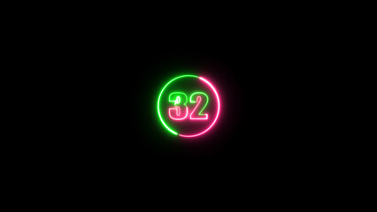 Neon number text on the black background.