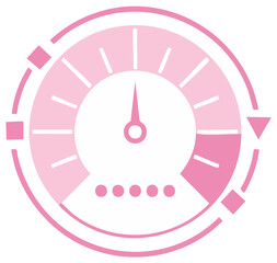 Pink Gauge Indicator Displaying Progress with Needle and Control Points