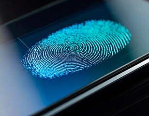 Close up of a fingerprint sensor on a modern smartphone screen