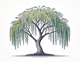 Detailed willow tree illustration