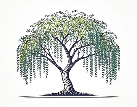 Detailed willow tree illustration