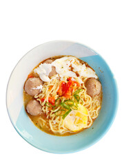 Gourmet Instant Noodles with Authentic Indonesian Meatballs and Fresh Egg