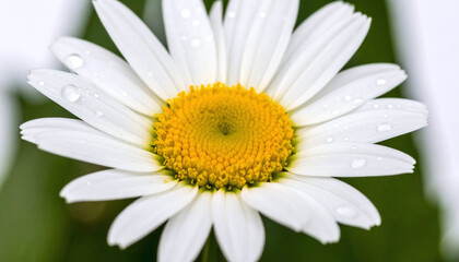 Fototapeta premium Close up of daisy petals with morning dew