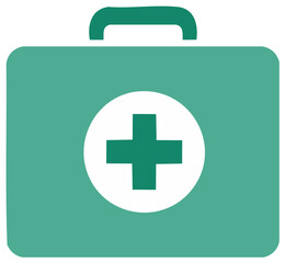 Obraz premium Vibrant Green First Aid Kit Icon with White Medical Cross Symbol
