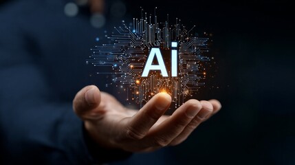 Naklejka premium A hand holding a glowing image of the letter A