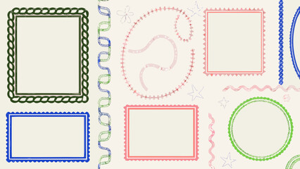 Whimsical decorative borders frames and shapes for crafts invitations scrapbooking journaling and design