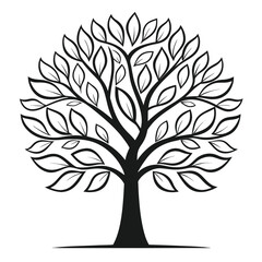 Obraz premium Stylized Silhouette of a Tree with Leaves Depicting Strength Growth and Interconnectedness a Symbol of Life and Natural Beauty