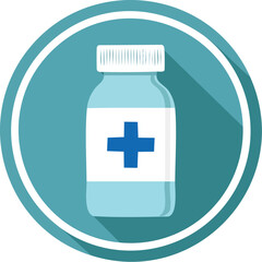 Obraz premium A bottle of medicine with a cross symbol in a circle. A simple, modern vector icon for medical, pharmacy, and healthcare concepts. Generative AI