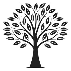 Obraz premium Silhouette of a Tree with Leaves, Symbolizing Nature, Growth, and Environmental Awareness, Representing a Connection to the Earth