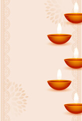 realistic glowing diya template for diwali celebration