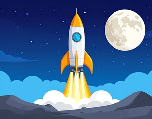 Obraz premium Rocket launch at night