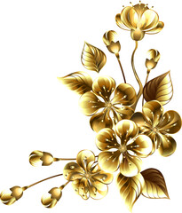 Corner frame with golden sakura