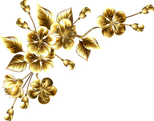 Corner frame with golden sakura