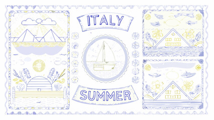 Charming Italy summer travel montage with iconic landmarks and coastal scenes